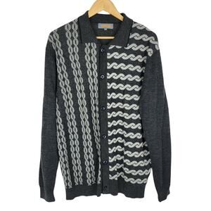 Venezzi Graphic Button Down Cardigan L